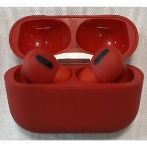 Icon Wireless Bluetooth Red Earbuds With Mic, Case, And Charger Cord Tested